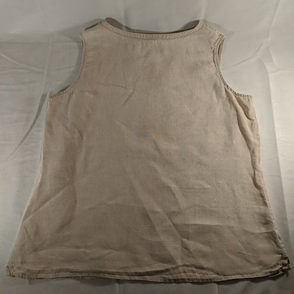L.L. Bean ll Vintage Peasant Tank Woven top Women's size large L tan white beige - Picture 10 of 14